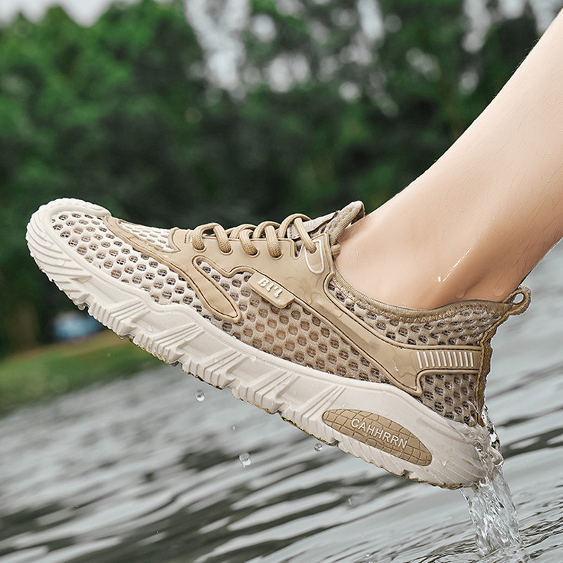 钓鱼鞋夏天网面透气男鞋镂空薄款涉水朔溪鞋户外防滑徒步登山鞋男