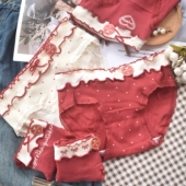 小确幸 蝴蝶结日系甜美本命年幸运红色纯棉内裤 女生少女A类婴儿棉