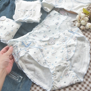 蓝白小熊 甜美纯棉内裤女生10A抗菌全棉裆A类棉舒适少女三角裤