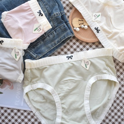 糯米丸子 60支莫代尔女生内裤7A抗菌舒适A类加长全棉裆三角裤