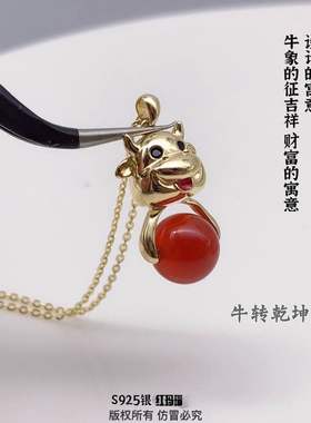 古丽生肖牛本命年饰品纯银锁骨链