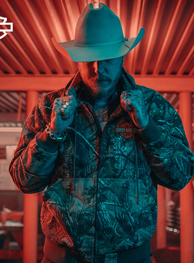 哈雷戴维森 X Realtree 男士迷彩夹克 树叶印花连帽开衫 休闲保暖