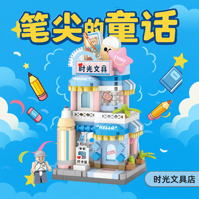 LOZ俐智街边小店文具店房子形街景积木成人高难度微颗粒拼插玩具