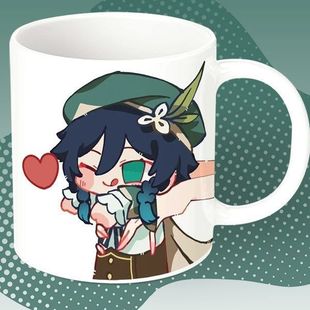 原神Q版陶瓷马克杯早餐勺子情侣咖啡茶杯办公水杯礼物
