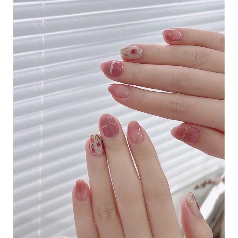 复古郁金香小短甲 春天氛围感美甲贴片 小清新显白穿戴甲指甲贴片,彩妆/香水/美妆工具,美甲工具,淘宝优惠券,粉丝福利购,淘宝优惠卷