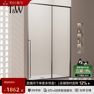 TW特拉维尔一字形淋浴房缓冲一体式家用屏风隔断浴室卫生间玻璃门