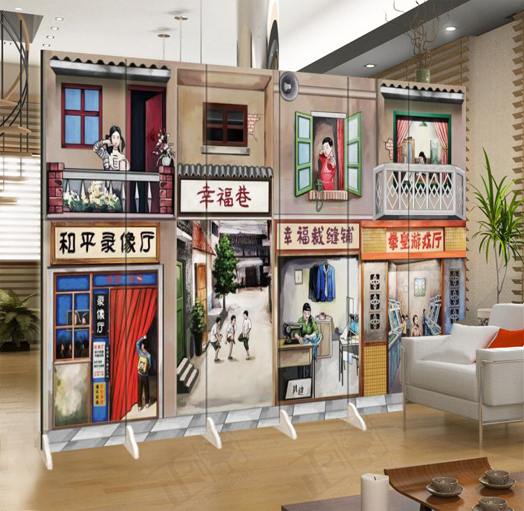 屏风隔断饭店火锅烧烤布艺双面移动厨房酒店包间餐厅复古折叠折屏,住宅家具,折屏,淘宝优惠券,粉丝福利购,淘宝优惠卷
