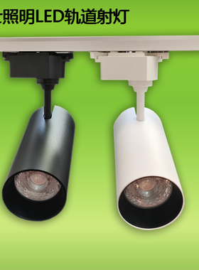 品士照明LED轨道式射灯15W20W30服装店展厅COB直筒二线路轨灯B921