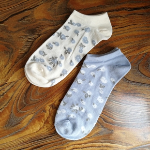 女袜子小清新女生花朵碎花袜 女船袜大码 出清 外贸欧美春夏薄款