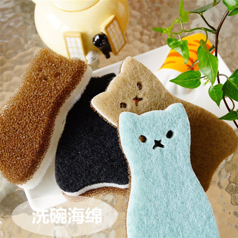 4枚入日本在售软萌猫咪清洁海绵