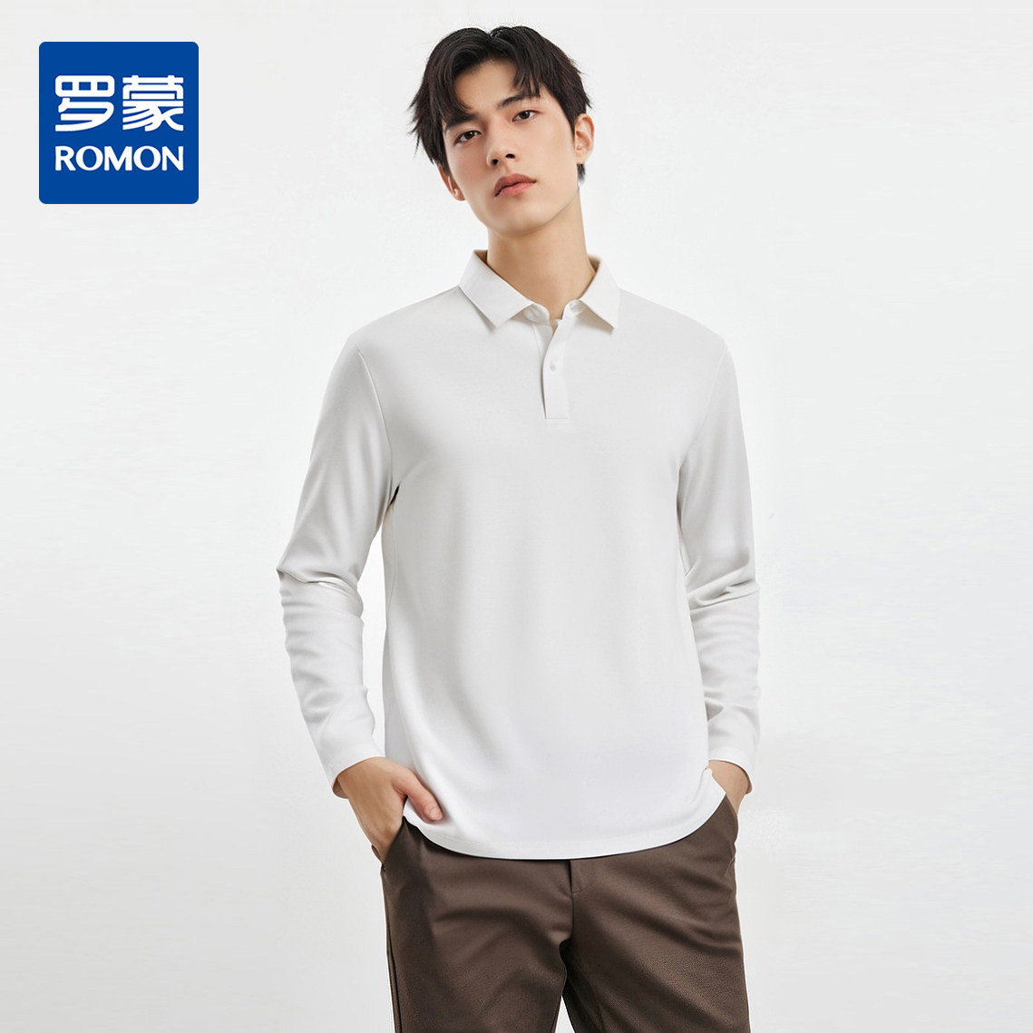 含羊毛蚕丝｜罗蒙磨毛保暖长袖t恤男士翻领polo衫秋冬百搭打底衫,男装,Polo衫,淘宝优惠券,粉丝福利购,淘宝优惠卷