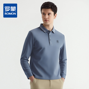 男长袖 秋冬含羊毛蚕丝保暖双面磨毛polo衫 t恤男 Polo衫 罗蒙男士
