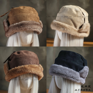 出口日韩~双面戴麂皮绒保暖毛绒护耳渔夫帽女秋冬防寒雷锋帽046