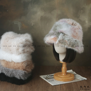 出口日韩 高级感百搭保暖防寒特厚毛绒帽东北滑雪渔夫帽032 冬款