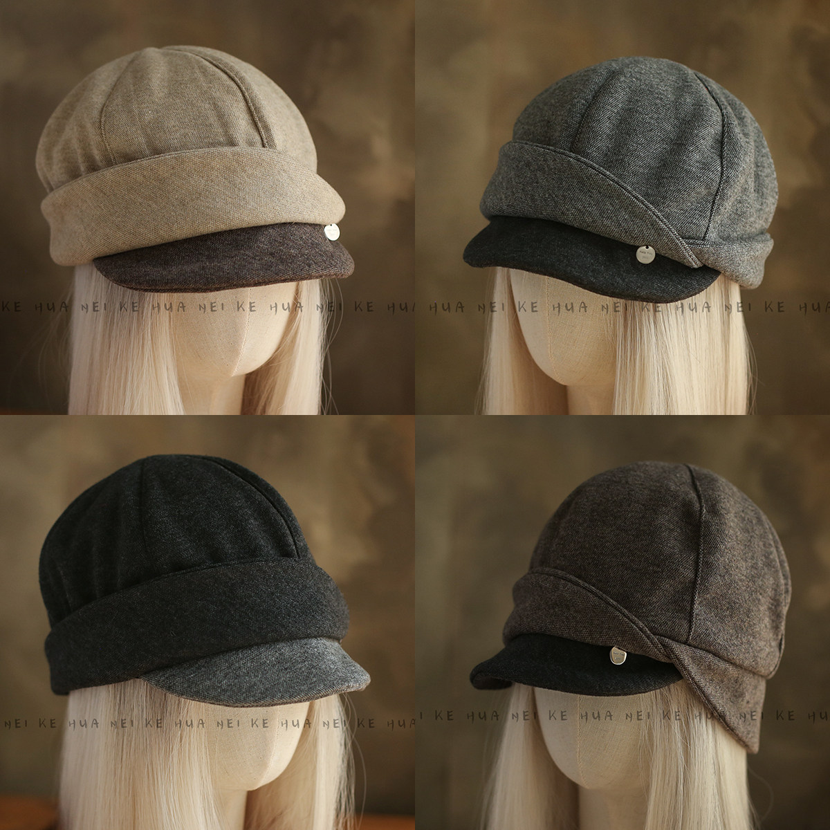 出口日韩~复古羊毛双帽檐报童帽女秋冬英伦风时尚百搭显脸小帽015,服饰配件/皮带/帽子/围巾,帽子,淘宝优惠券,粉丝福利购,淘宝优惠卷