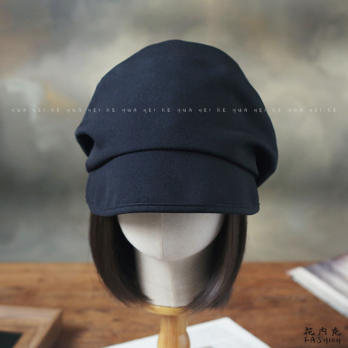 出口日韩~春秋通用大头围显脸小西装料百搭素颜堆堆水桶渔夫帽035