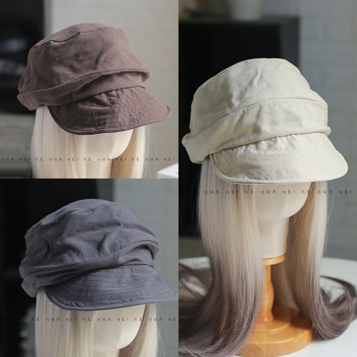 出口日韩~柔软轻薄~日系复古褶皱云朵贝雷帽女透气防晒鸭舌帽059