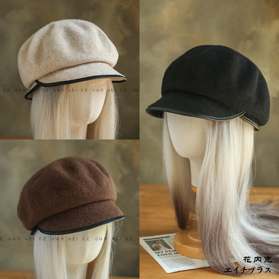 出口日韩~复古纯羊毛前后戴报童帽女秋冬保暖英伦风百搭显脸小045