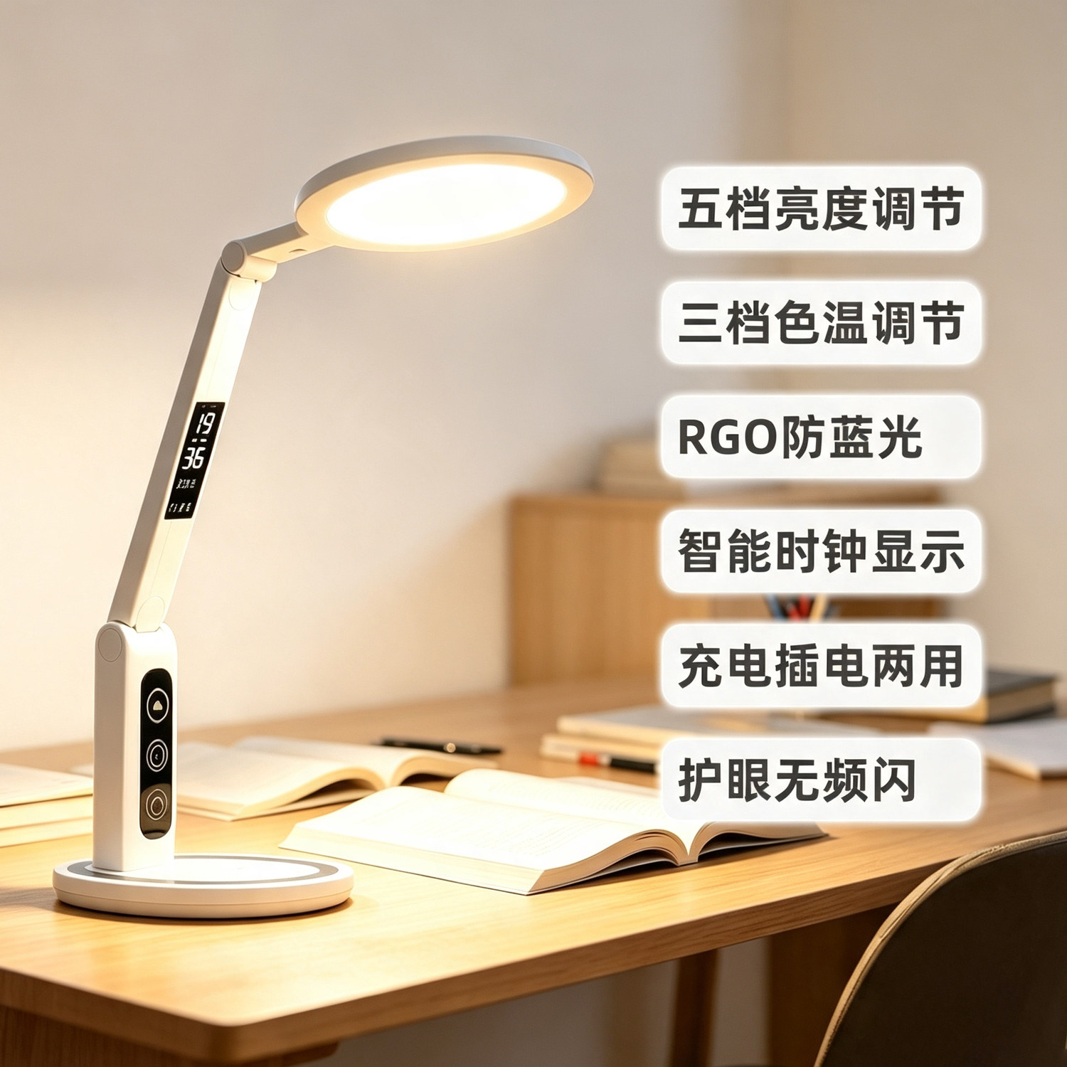 3000毫安充电护眼台灯学生宿舍办公桌面学习阅读灯led折叠床头灯