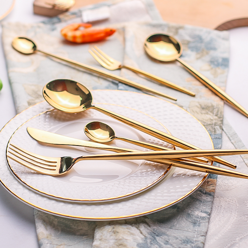 金色不锈钢刀叉勺套装牛排刀叉勺