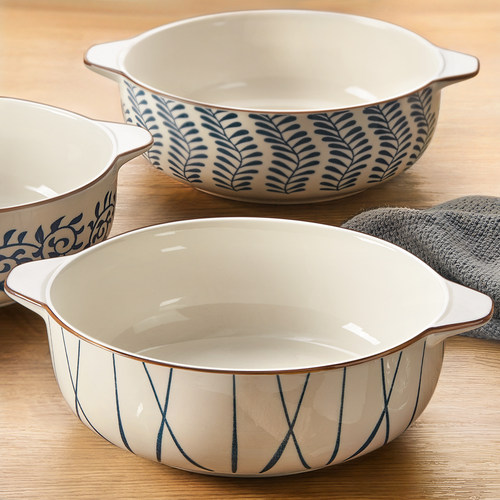 日式双耳汤碗家用大号陶瓷大汤盆