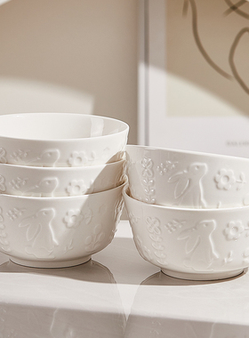 法式陶瓷碗家用高颜值吃饭碗米饭碗好看的5寸釉下彩碗碟餐具套装