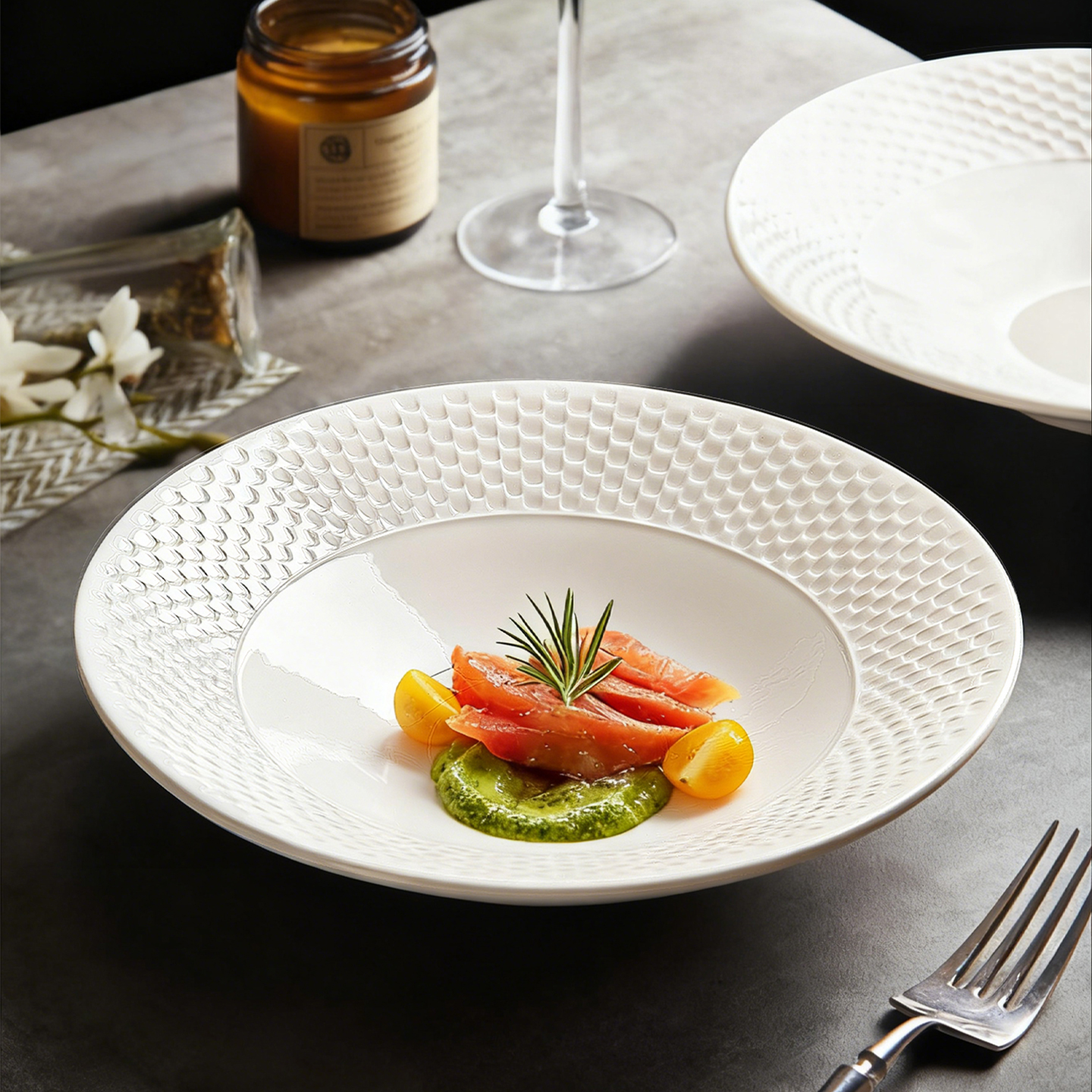 高级感陶瓷深盘家用碗碟餐具盘子