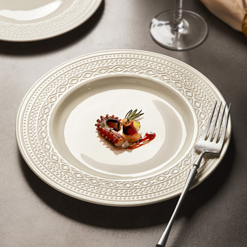 浮雕牛排餐盘西餐盘子高级感轻奢