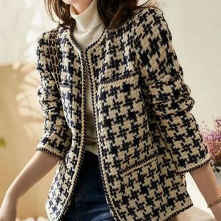 Tweed Women Elegant Early Style Autumn ins Vintage Jacket