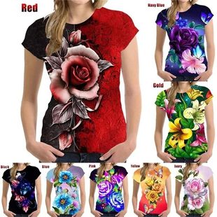 Shirt Women Roses Blossom Floral Printed Flower