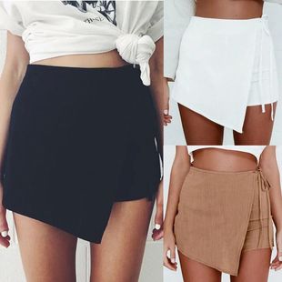 Skirt Shorts High Waisted Irregular Womens Casual Skorts
