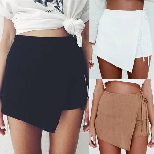 Womens Skorts Shorts Skirt High Waisted Casual Irregular