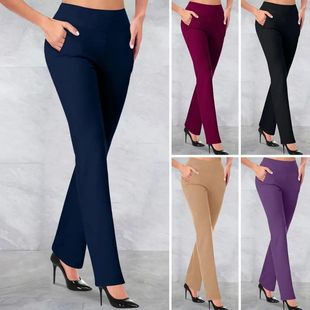Straight Type 2XL Ladies Business Pants Wear Soft Casual