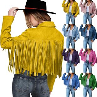 Crop Fringed Girl Cool Tops Cardigan Tassel Hem Y2k Women