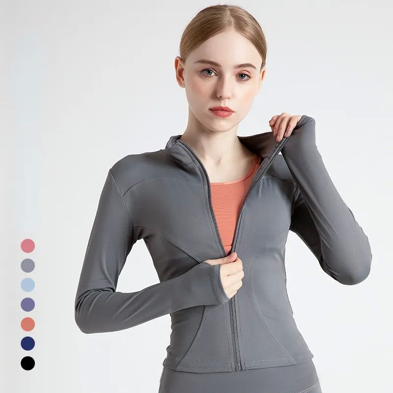 Long Sleeve Sports Jacket Women Zip Fitness Yoga Shirt Winte