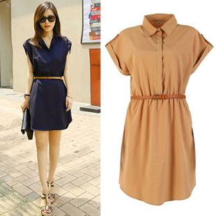 Word Chiffon With Ladies Belt Dress Women Casual