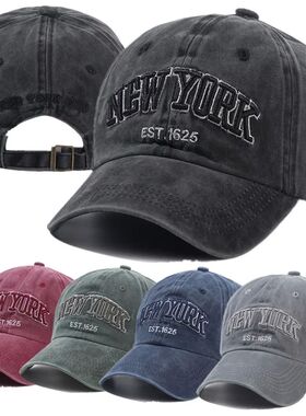 New York Washed Cotton Baseball Caps For Women Men Retro