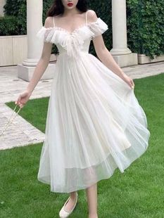 Women Dress Mesh Lace Fairy Sexy Patchwork Elegant