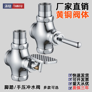 冲水阀门卫生间手压式 汤钮全铜厕所蹲便器脚踏式 大便冲洗阀