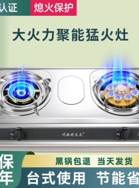 煤气灶家用双灶九腔猛火5.2KW不