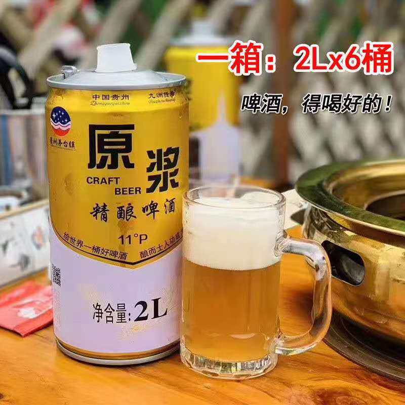 贵州原浆精酿啤酒桶装啤酒花小麦芽精酿青岛黄啤2L装6桶整箱