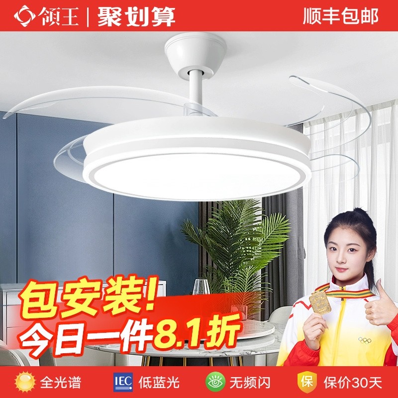 领王餐厅风扇灯2025新款吊扇灯隐家用客厅卧室房间智能一体吊灯形