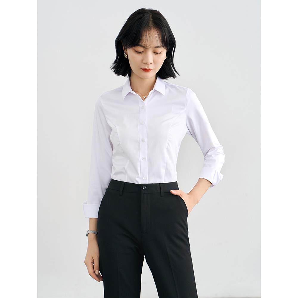 高级感职业气质面试正装白衬衫女长袖公务员长袖春秋衬衣
