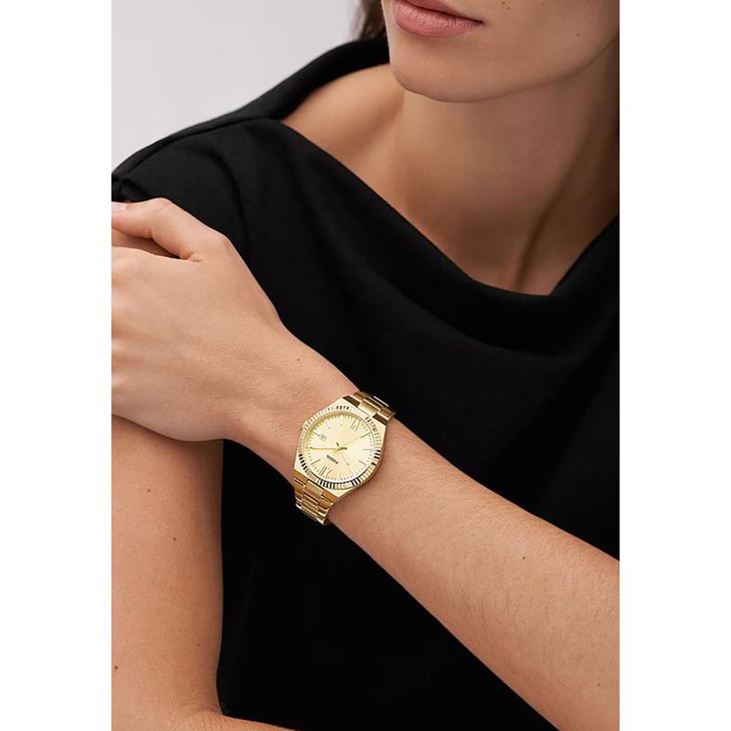 Fossil/化石女表简约经典石英表盘不锈钢金表带轻奢腕表