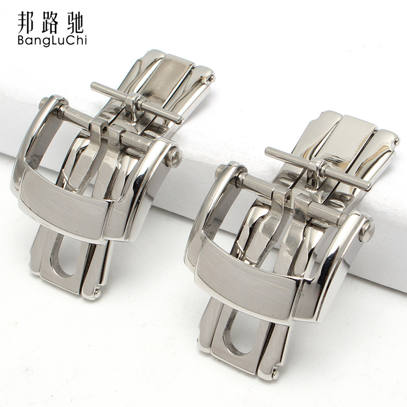 双按蝴蝶扣精钢折叠表扣配件 适配格拉苏蒂萧邦积家百达翡丽18mm