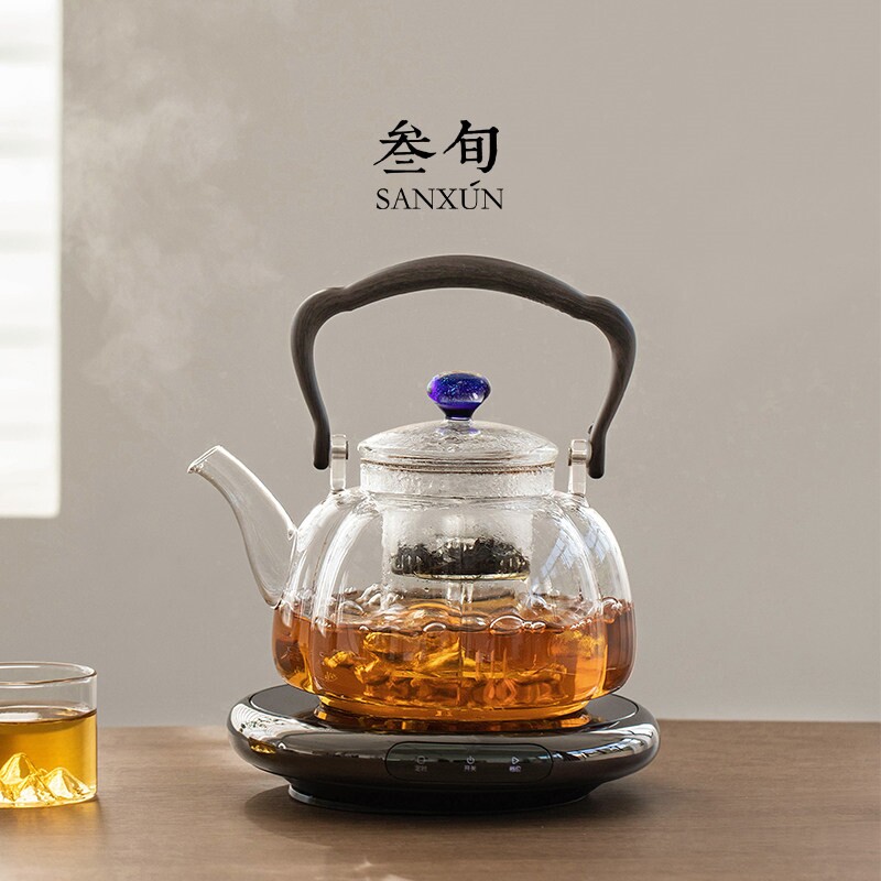 叁旬玻璃煮茶壶养生泡茶壶煮茶器装家用小型电陶炉围炉烧水煮茶套