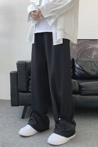 轻薄垂顺暗扣束脚西裤男女同款拖地休闲长裤图片