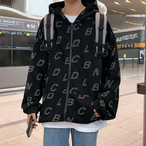 发泡印花连帽开衫卫衣男大码宽松潮流百搭外套WY2123P65 控价88图片