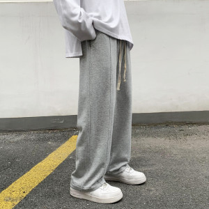 潮流拼接直筒休闲裤男大码宽松拖地长裤图片