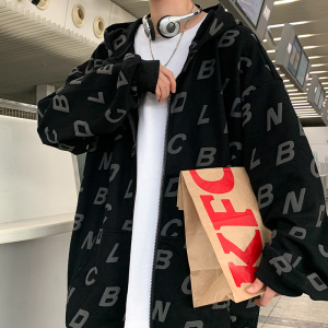 发泡印花连帽开衫卫衣男大码宽松潮流百搭外套WY2123P65 控价88图片
